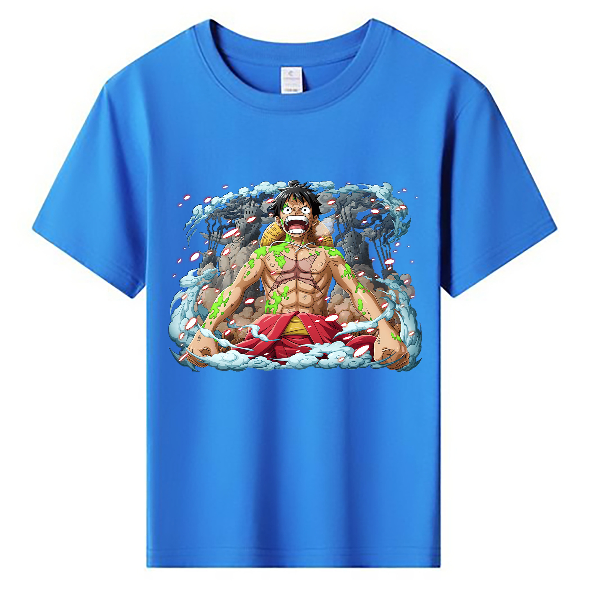 ワンピース モンキー・D・ルフィ ONE PIECE Monkey D. Luffy 綿100％キッズTシャツ（フロントプリント）